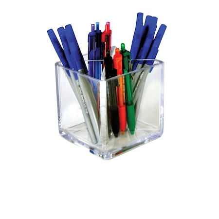 Azar Displays 4'' Cube Pencil Holder with Divider 556354-GS-1PK